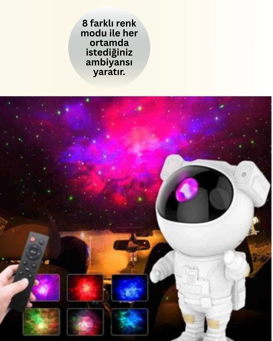 Usb Güç Bağlantılı Çok Fonksiyonlu Astronot Gece Lambası ( Lisinya )