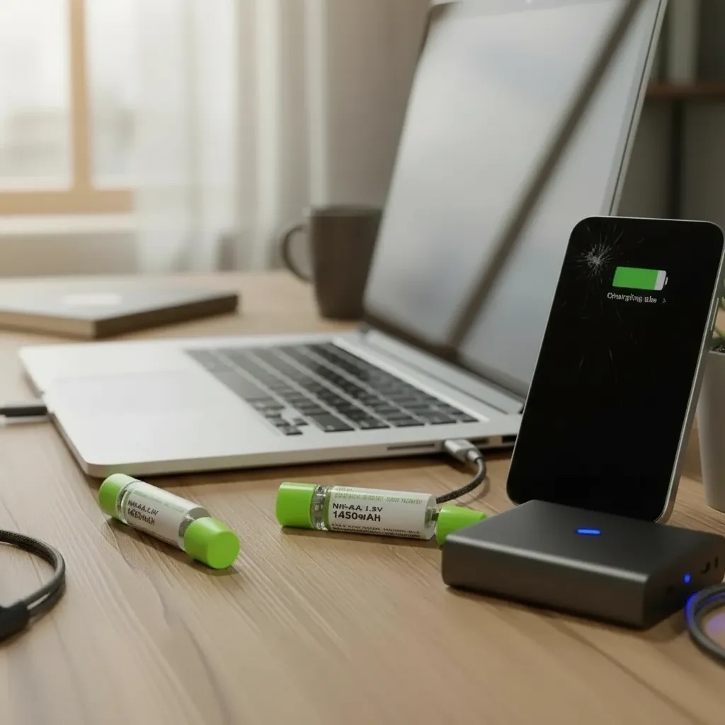 Usb İle Şarj Olabilen 2 Li 1450 Mah Lityum Kalın Şarjlı Kalem Pil ( Lisinya )