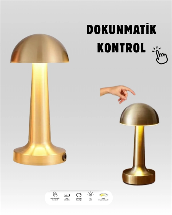 Usb Şarjlı Dokunmatik Led Masa Lambası – 3 Renk Modu & Dimmer ( Lisinya )