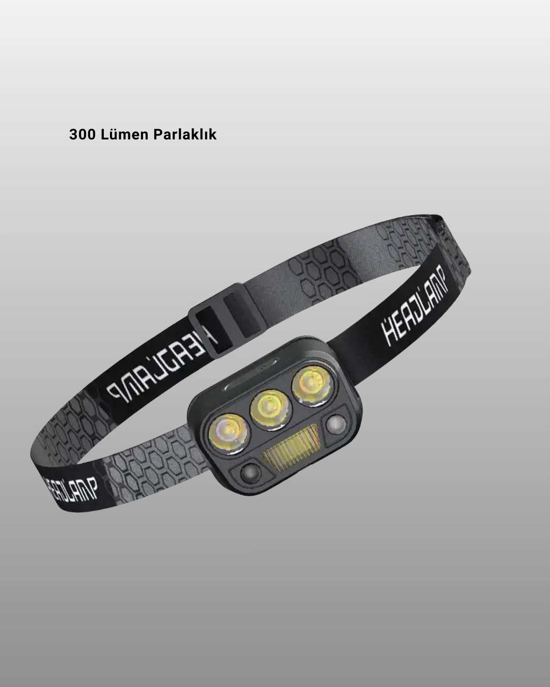 Usb Şarjlı Led Kafa Lambası 300 Lümen Güç Göstergeli ( Lisinya )