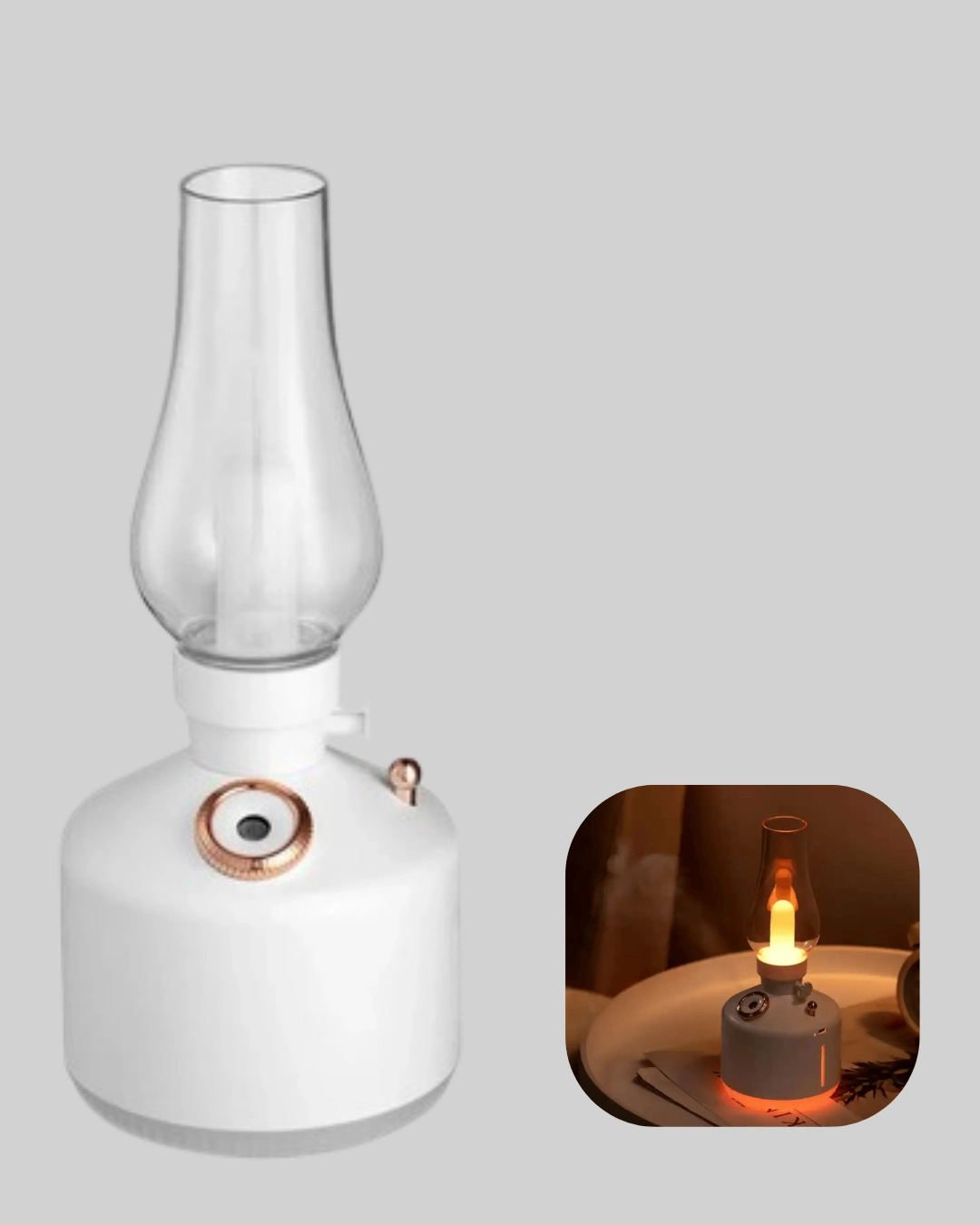 Usb Şarjlı Retro Gaz Lambası Hava Nemlendirici Led Atmosfer Işıklı ( Lisinya )