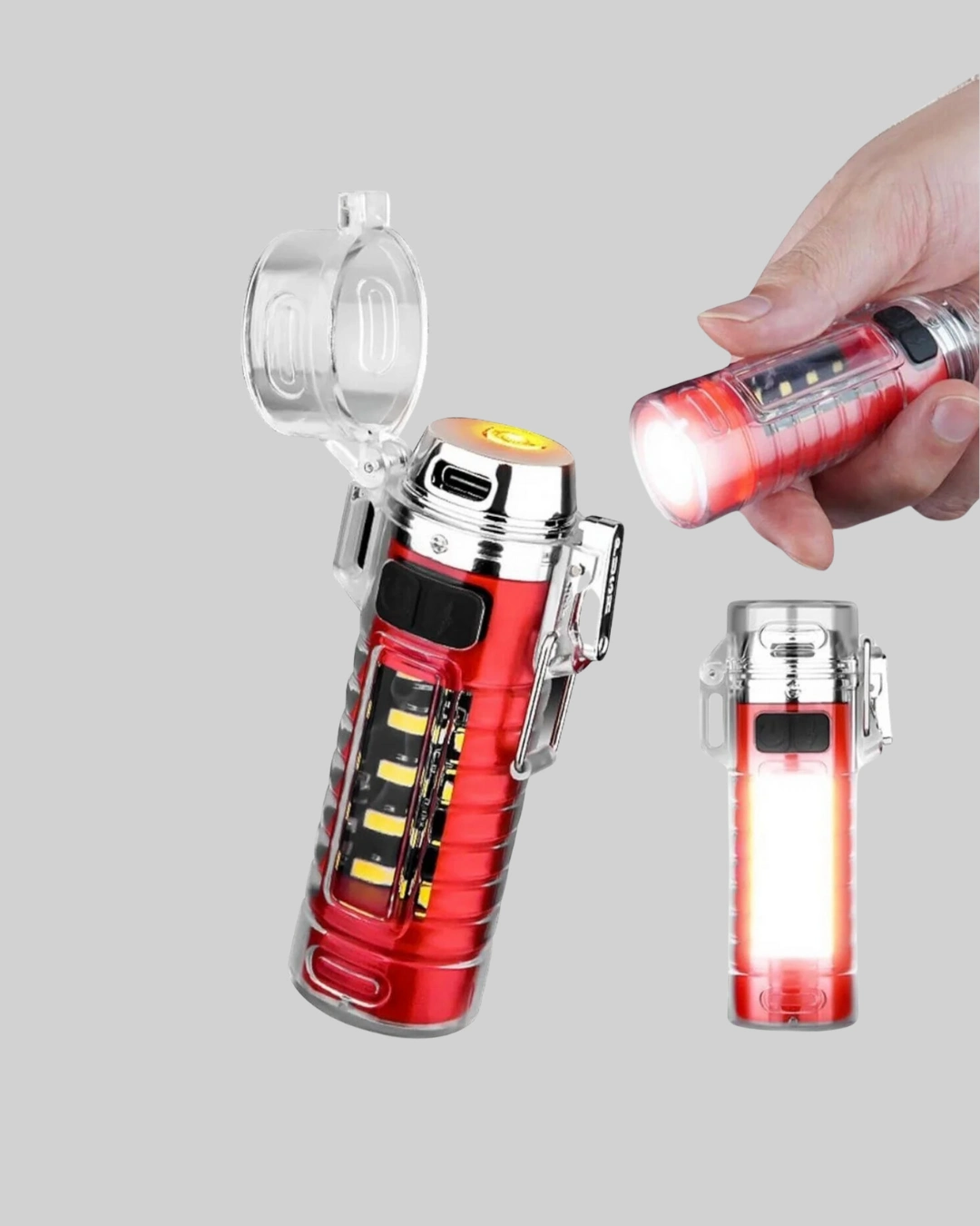 Usb Şarjlı Rüzgar Geçirmez Elektrikli Çakmak El Fenerli ( Lisinya )