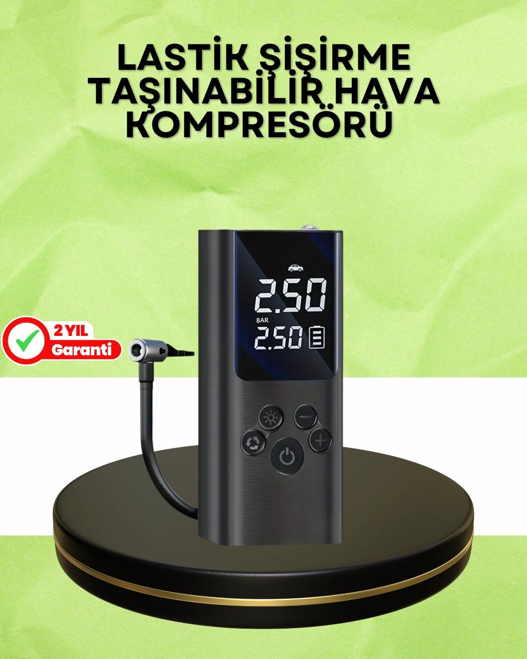 Usb Şarjlı Taşınabilir Hava Kompresörü Dijital Ekranlı ( Lisinya )