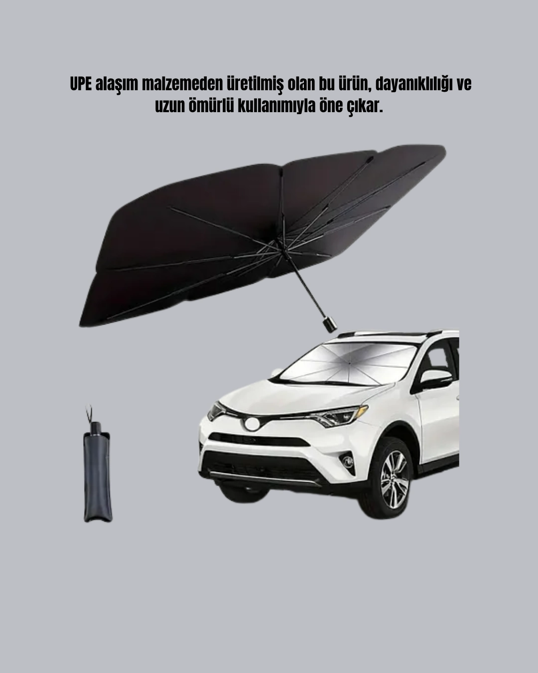 Uv Korumalı Şemsiye Tipi Oto Güneşliği - Geniş Araç Uyumu ( Lisinya )