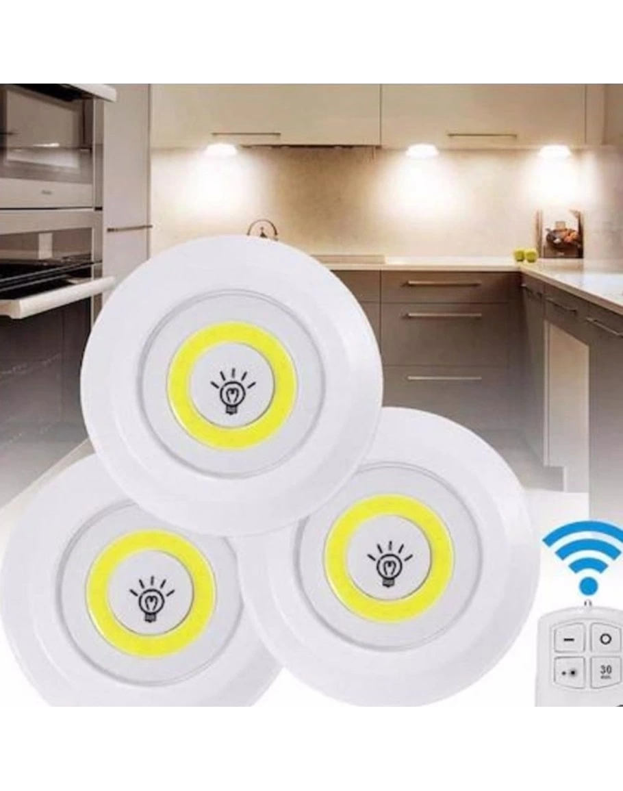 Uzaktan Kumandalı 3 Lü Spot Led Lamba Kablosuz Pilli Işıldak ( Lisinya )
