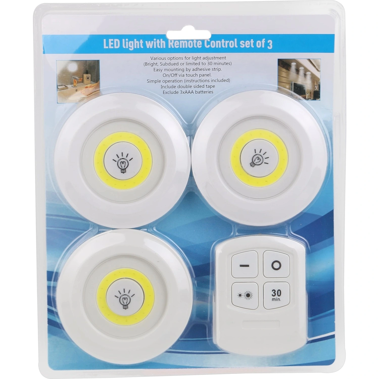 Uzaktan Kumandalı Yapışkanlı 3'lü Led Spot Lamba ( Lisinya ) Uzaktan Kumandalı Yapışkanlı 3'lü Led Spot Lamba ( Lisinya )