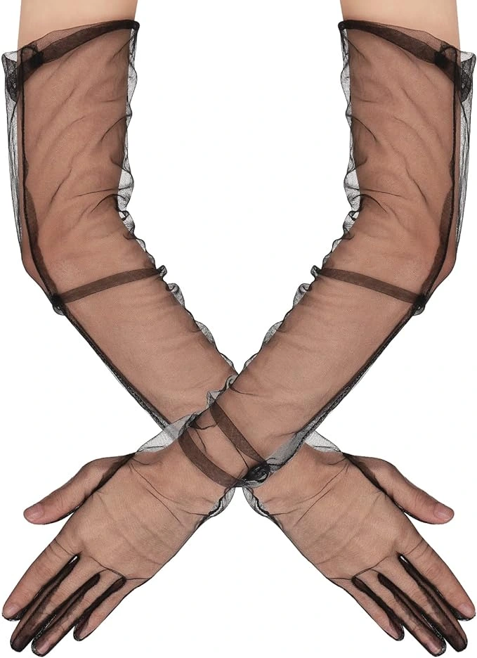 Uzun Boy Likralı Siyah Yetişkin Mega Tül Eldiven ( Lisinya ) Uzun Boy Likralı Siyah Yetişkin Mega Tül Eldiven ( Lisinya )