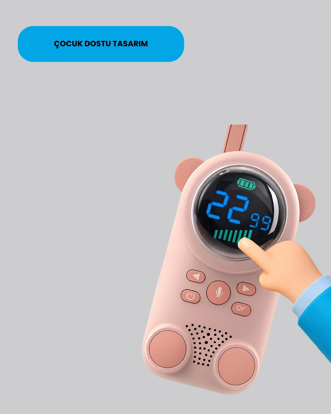 Uzun Menzilli Bebek Telsizi – Vox Modlu, Renkli Lcd Ekranlı ( Lisinya )