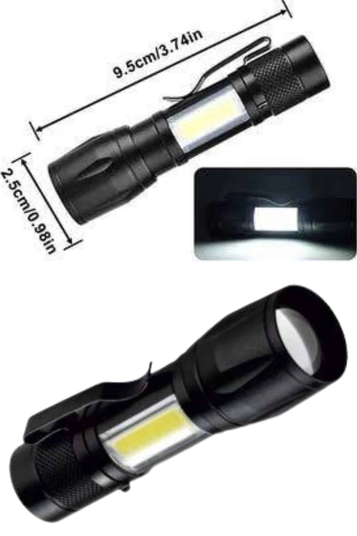 Uzun Menzilli Şarjlı El Feneri Uzun Ömürlü Led Işık Lamba ( Lisinya )