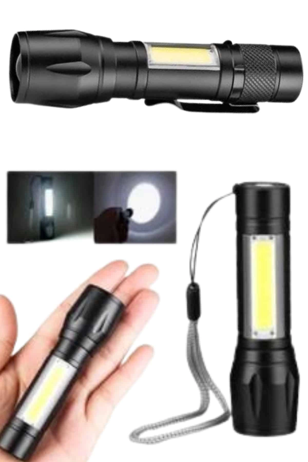 Uzun Menzilli Şarjlı El Feneri Uzun Ömürlü Led Işık Lamba ( Lisinya )