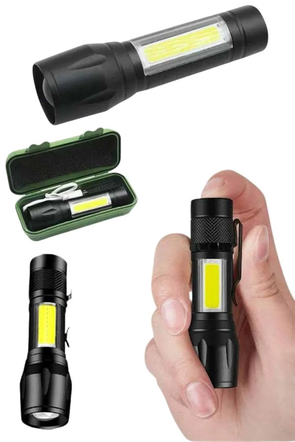 Uzun Menzilli Şarjlı El Feneri Uzun Ömürlü Led Işık Lamba ( Lisinya )