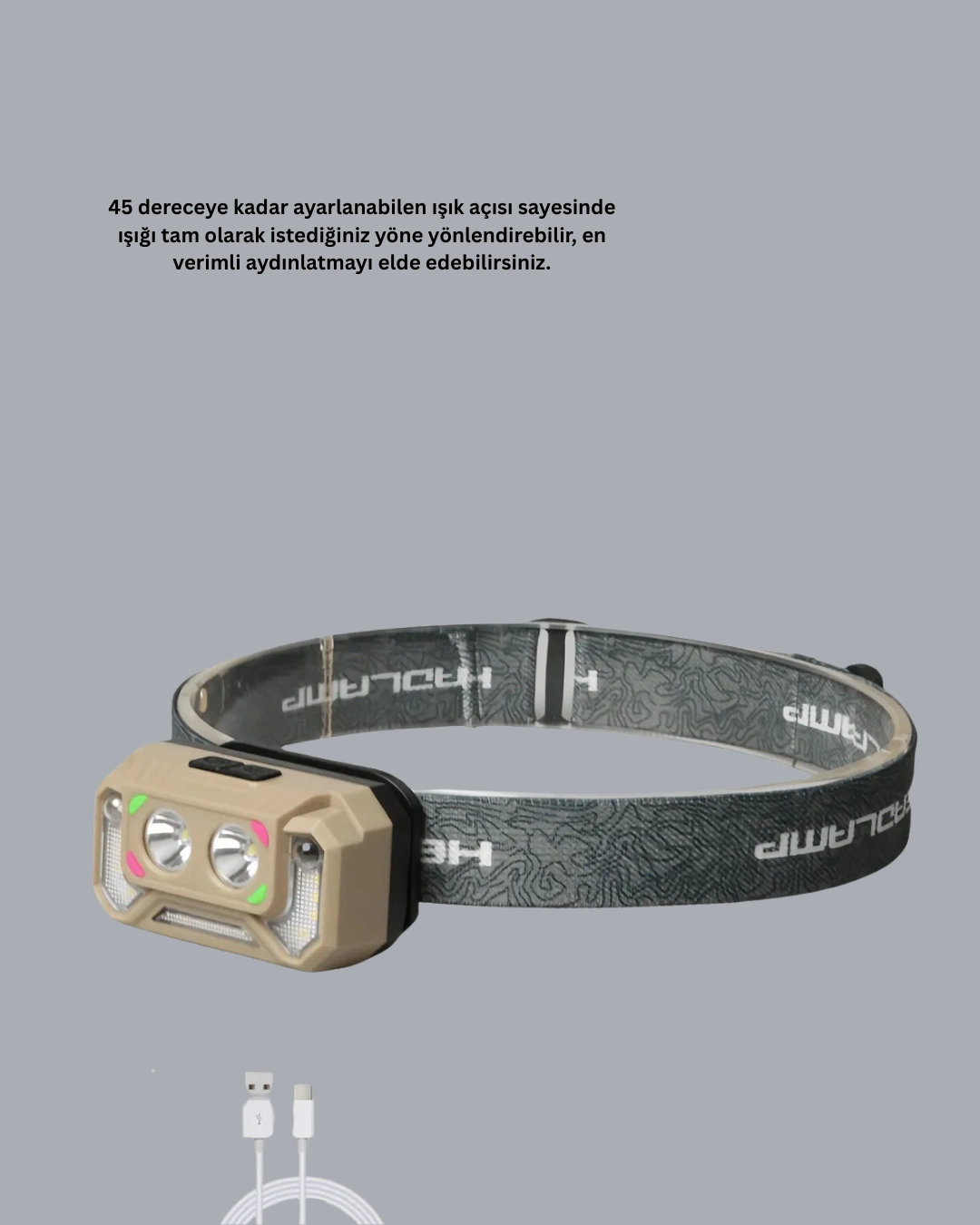 Uzun Menzilli Sensörlü Led Kafa Lambası Kamp Ve Yürüyüş ( Lisinya )