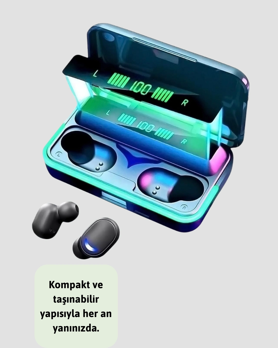 Uzun Pil Ömürlü E10 Powerbank Bluetooth Kulaklık Led Gösterge ( Lisinya )