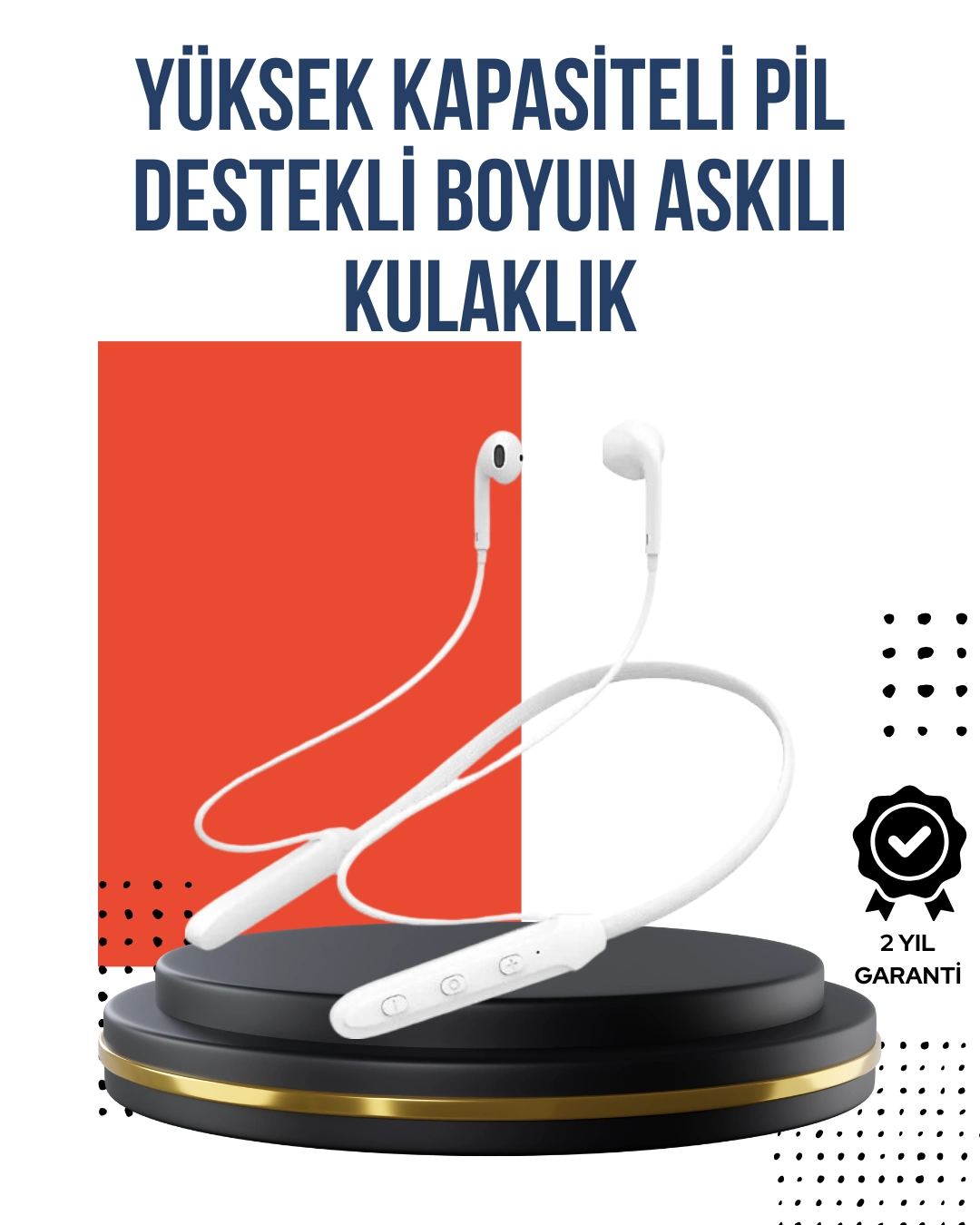 Uzun Süre Dayanıklı Manyetik Başlıklı Bluetooth Kulaklık ( Lisinya )