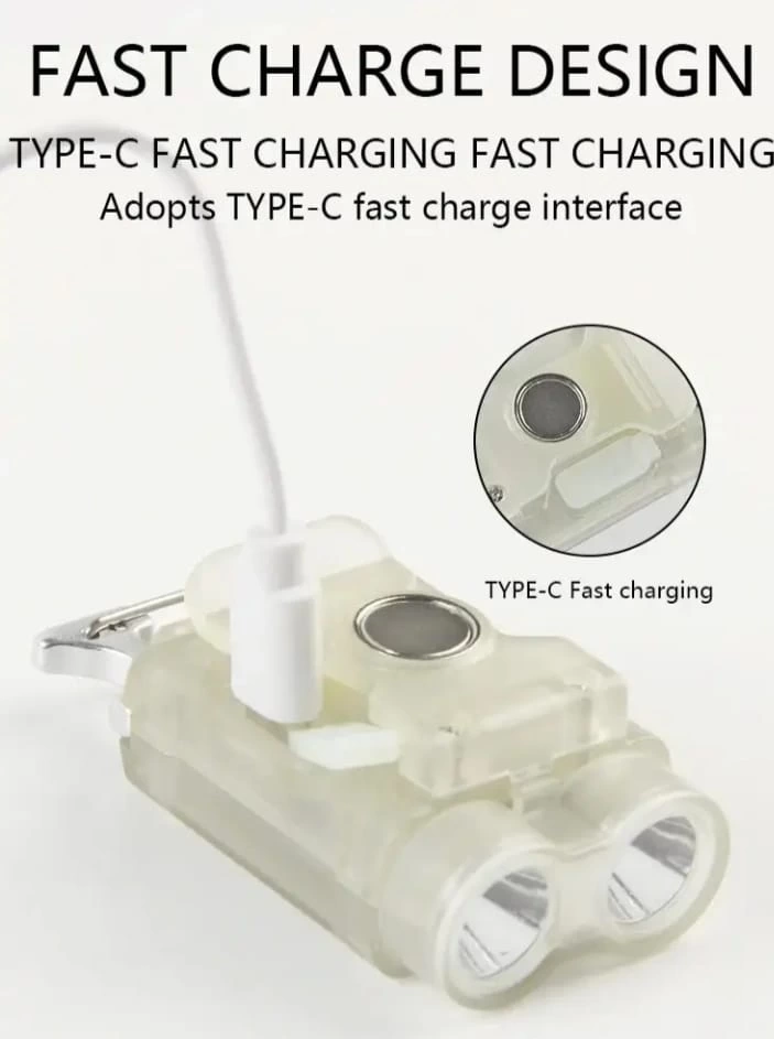 V15 Edc El Feneri 1200lm Anahtarlık Işık Tip-c Şarj Edilebilir Taşınabilir Mini Torch Mıknatıs Klips Ile Kamp Cep Fener ( Lisinya )