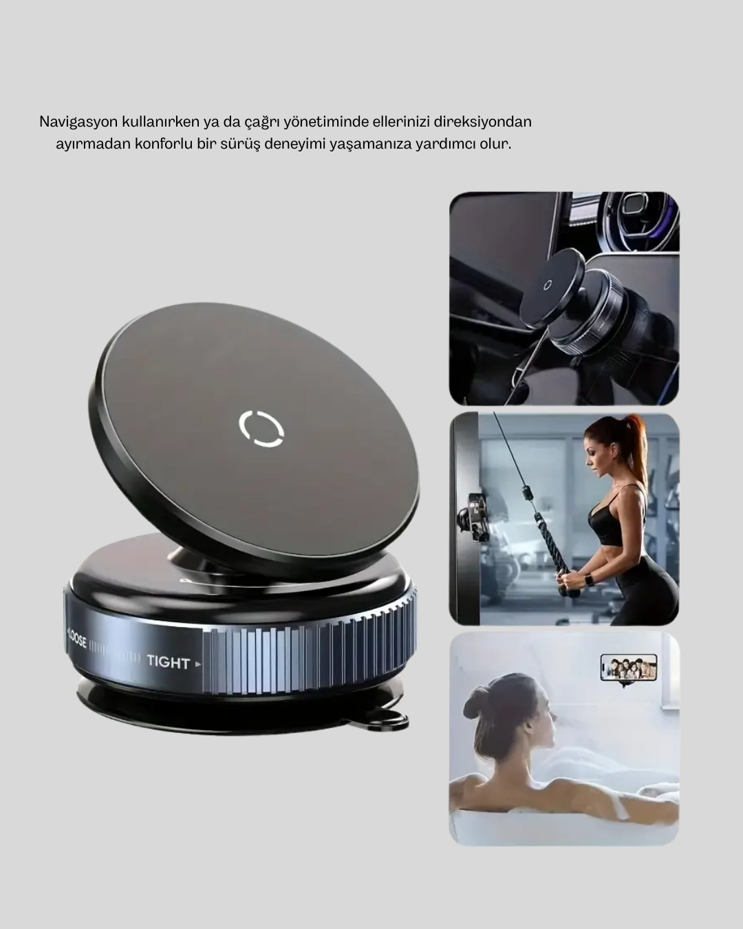 Vakum Adsorpsiyonlu Manyetik Telefon Tutucu Güçlü N52 360° Evrensel Uyumluluk ( Lisinya )