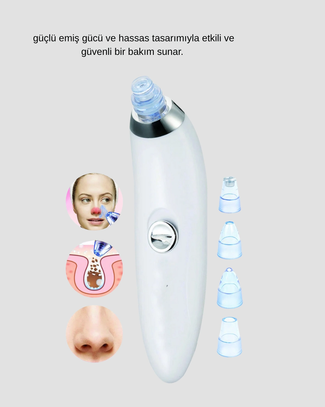 Vakumlu Siyah Nokta Temizleme Cihazı – 5 Kademe Güç Ve 4 Başlıklı Derin Cilt Bakımı ( Lisinya )