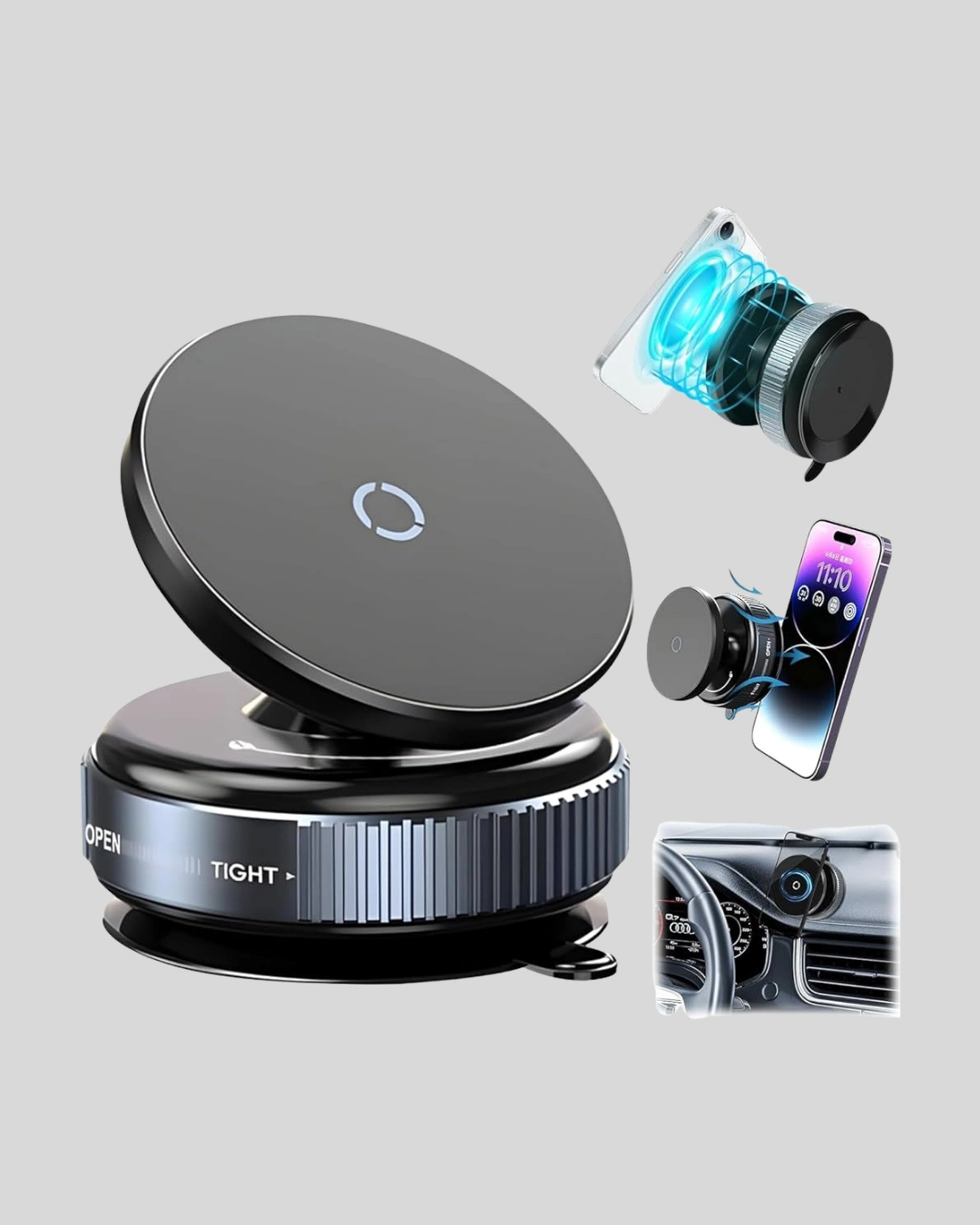 Vakumlu Vantuzlu Mıknatıslı Telefon Tutucu 360 Derece Döner ( Lisinya )