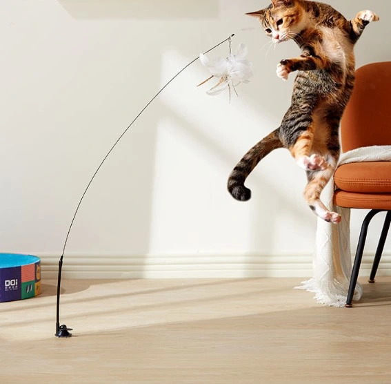 Vantuzlu Tüylü Zilli Kedi Oyun Oltası ( Lisinya )