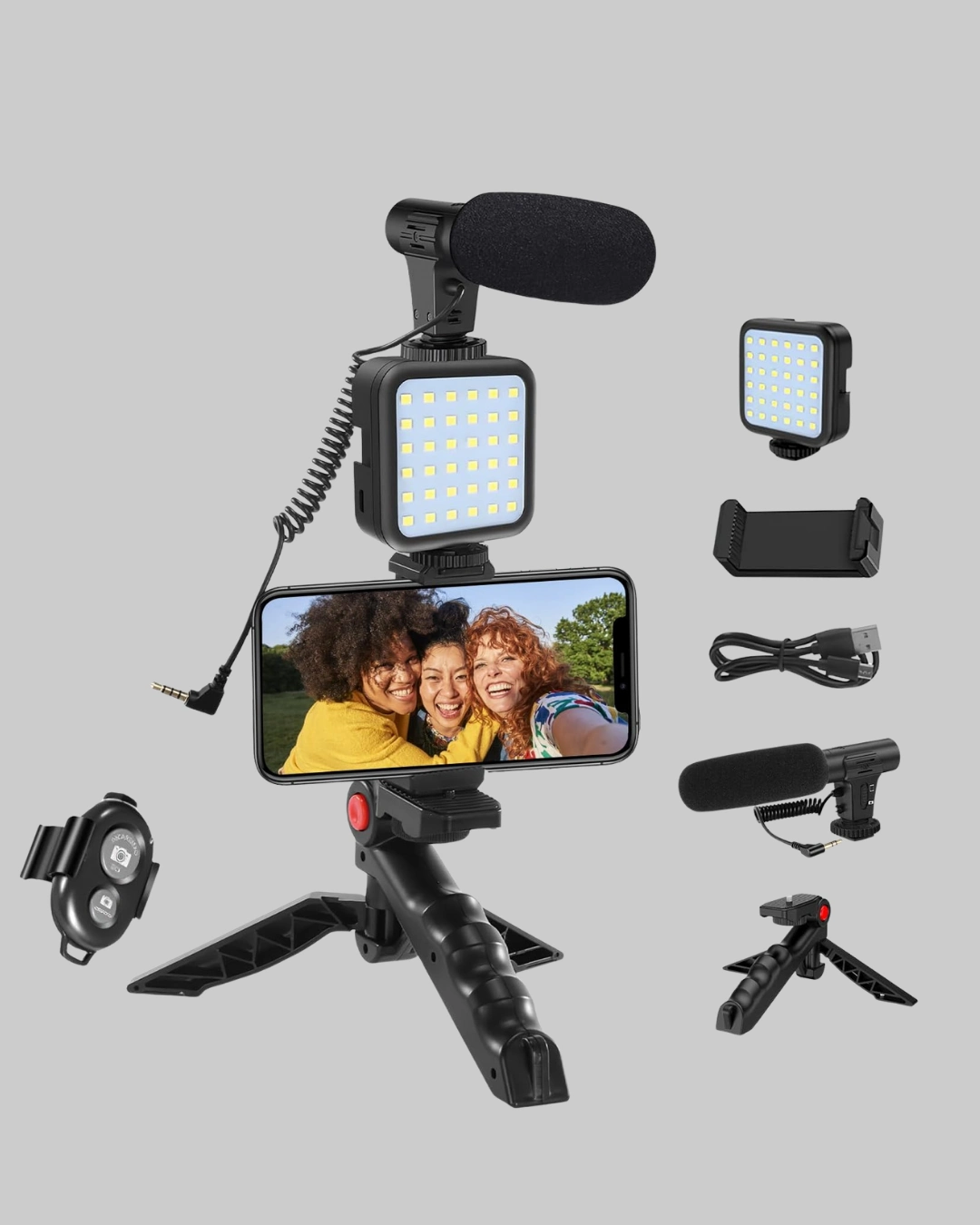 Video Çekim Kiti Tripod Led Işık Harici Mikrofon Ve Bluetooth Kumanda Seti ( Lisinya )