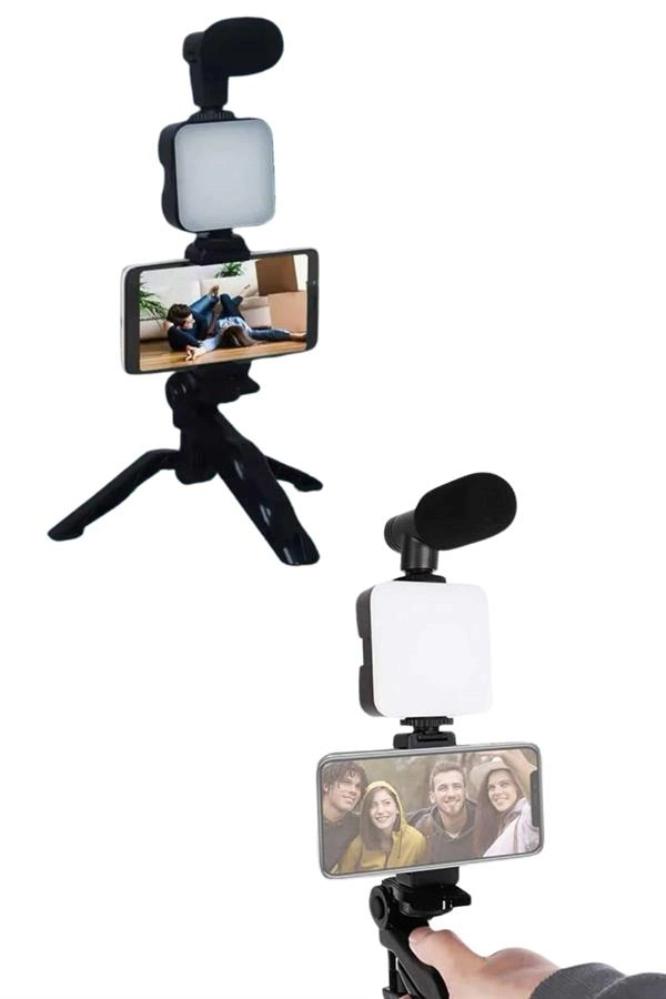 Video Making Kit Telefon Tutucu Vlog Video Mini Led Işıklı ( Lisinya ) Video Making Kit Telefon Tutucu Vlog Video Mini Led Işıklı ( Lisinya )