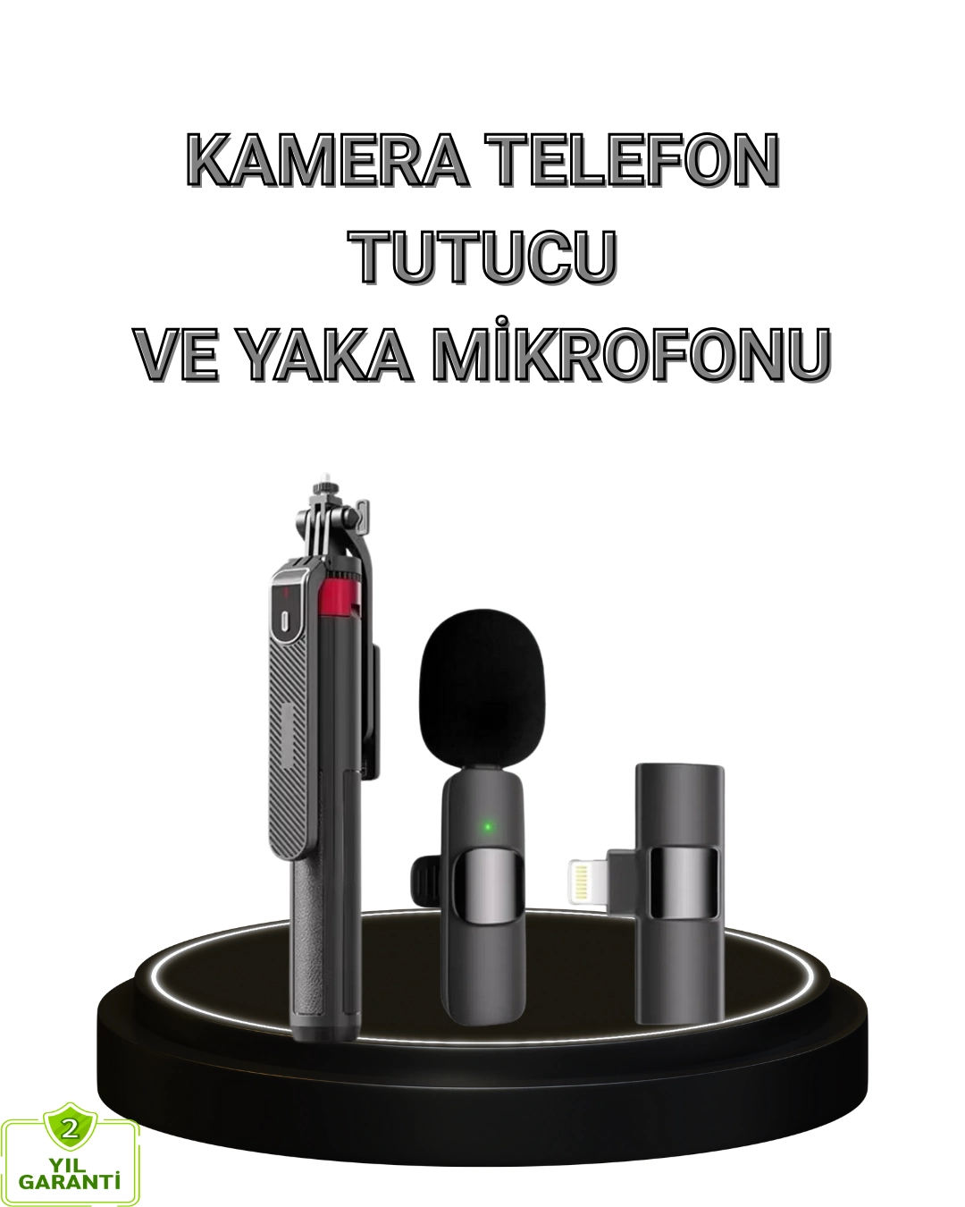 Vlog Ve Canlı Yayın İçin Çift Yaka Mikrofonu Ve Tripodlu Selfie Çubuğu Seti ( Lisinya ) Vlog Ve Canlı Yayın İçin Çift Yaka Mikrofonu Ve Tripodlu Selfie Çubuğu Seti ( Lisinya )