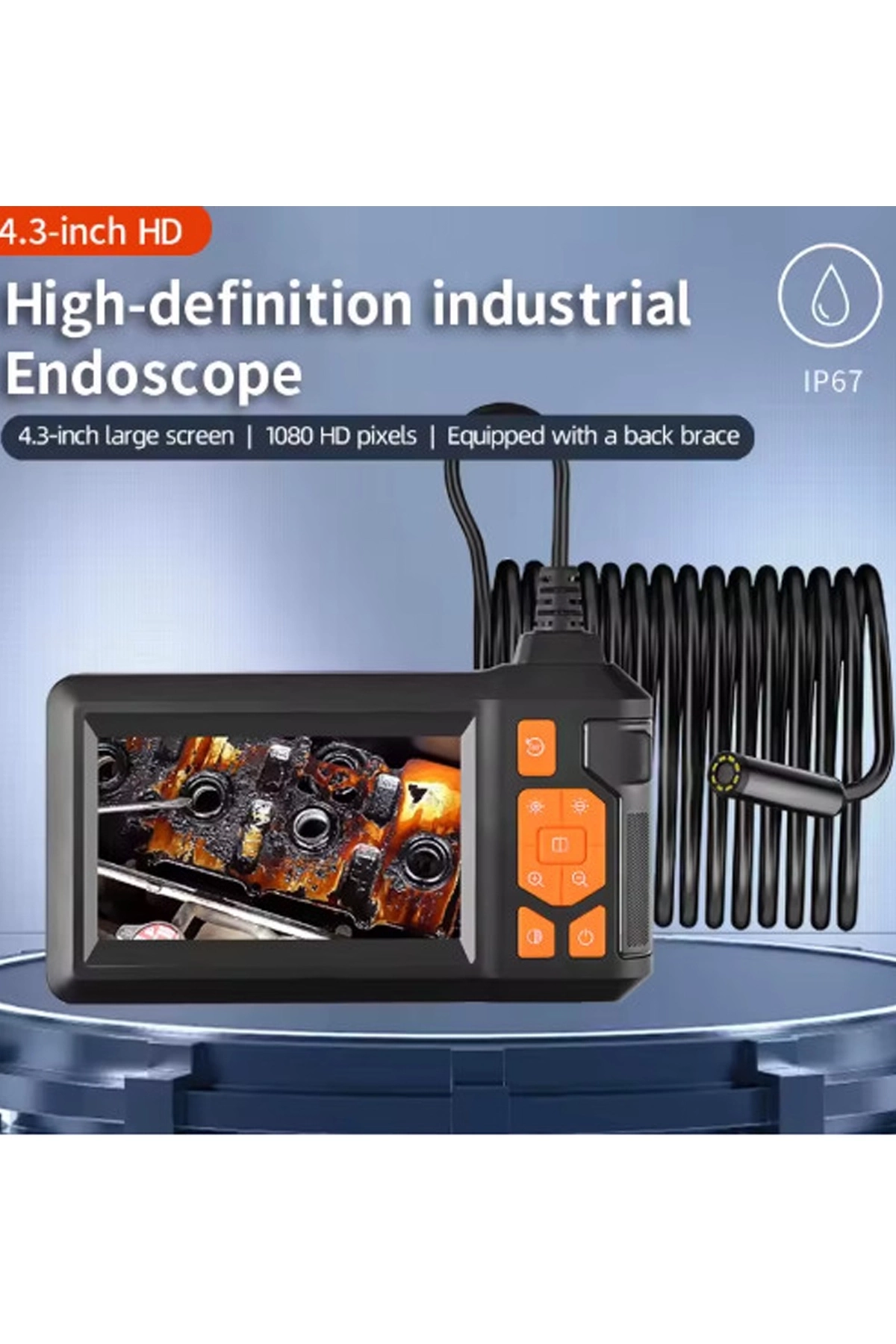 Vtn-008 Ekranlı Çift Kameralı 10 Mt Sert Kablo Yılan Endoskop Kamera 8 Mm 4.3 Inc ( Lisinya )