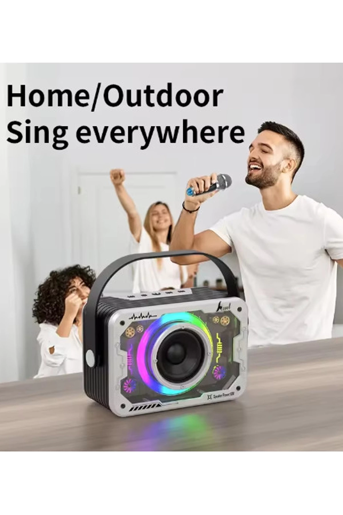 Vtn-82 Taşınabilir Kablosuz Işıklı Bluetooth Hoparlör Ses Değiştirme Özellikli ( Lisinya )