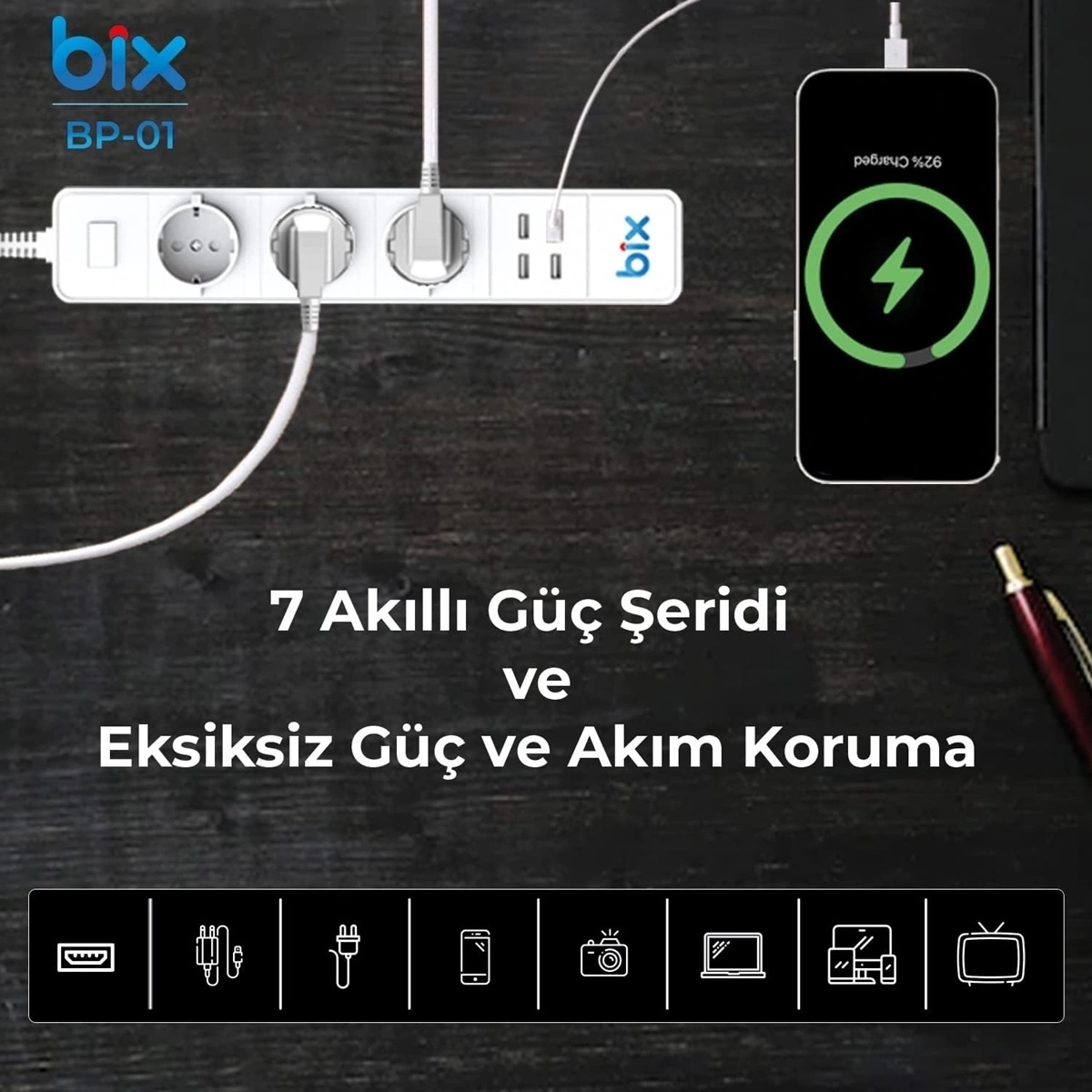 Vtn Bp-01 Kablosuz Yüksek Akım Korumalı Hızlı Şarj Özellikli Akıllı Priz ( Lisinya )