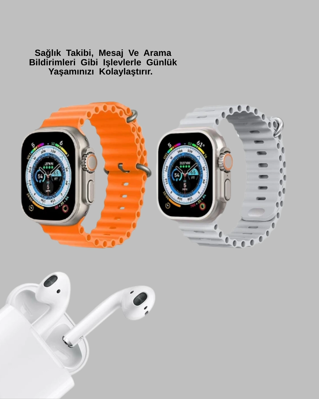 Watch 9 Max Akıllı Saat Kulaklık Seti Sağlık Takipli 45 Mm Geniş Ekran ( Lisinya )