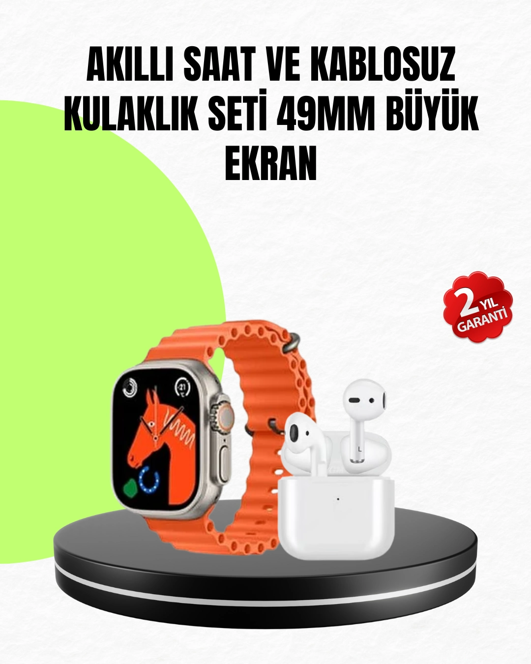 Watch 9 Max Akıllı Saat Seti 2 Kordonlu Kablosuz Kulaklık Hediyeli ( Lisinya )