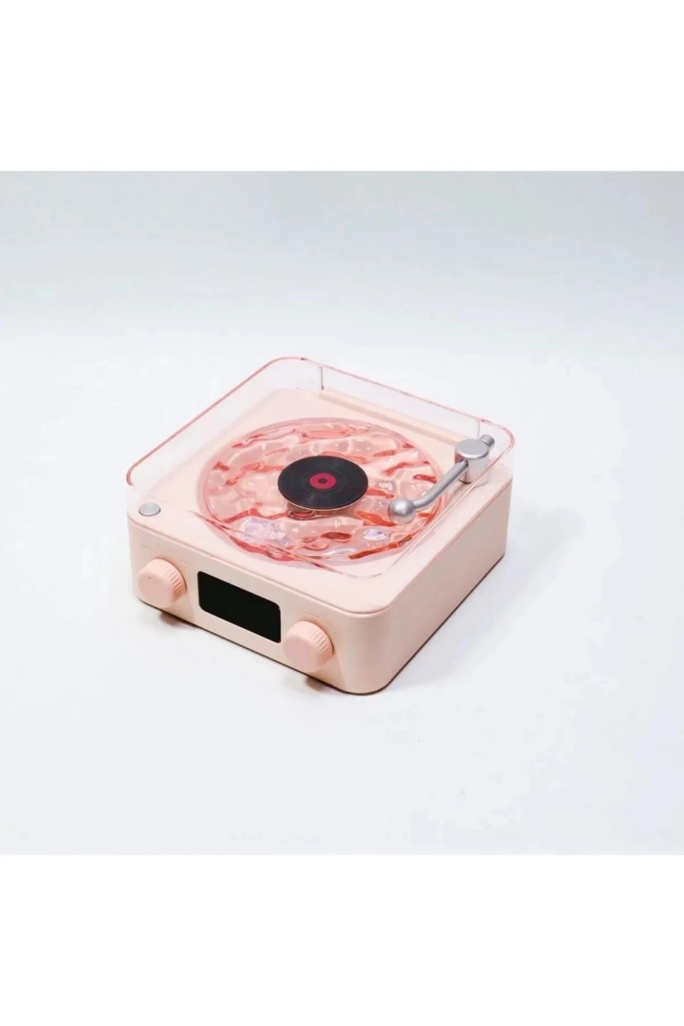Waves Nostalji Plak Görünümlü Bluetooth Hoparlör 3d Ses Dalgası Retro Müzik Plak Pembe ( Lisinya )
