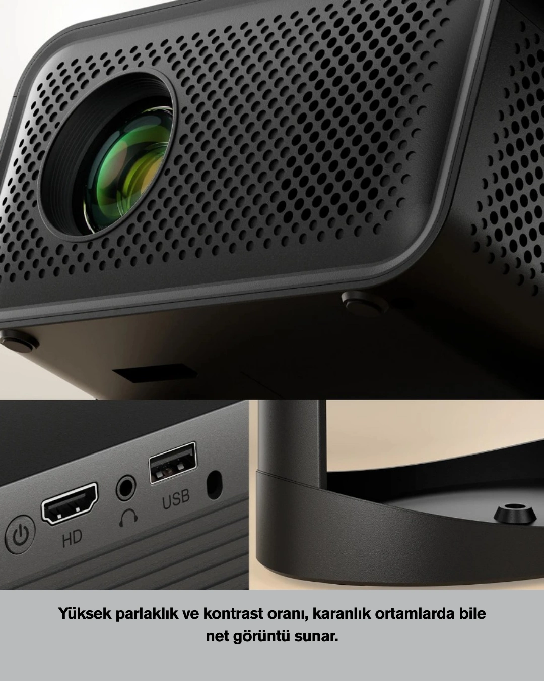 Kablosuz 6 Ve Bluetooth 5 Bağlantılı Taşınabilir Projeksiyon Makinesi ( Lisinya )