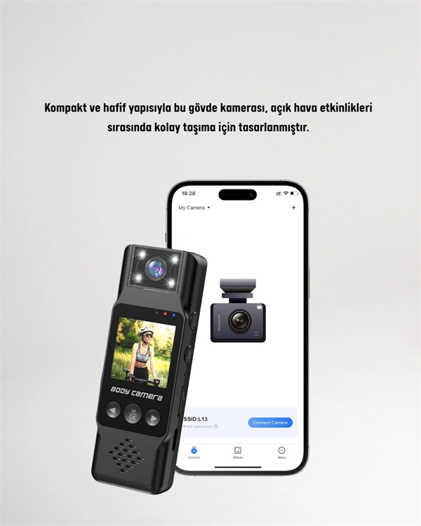 Kablosuz Destekli Mini Kamera – 180° Dönebilen Lens, 1080p Video, Tft Ekranlı ( Lisinya )