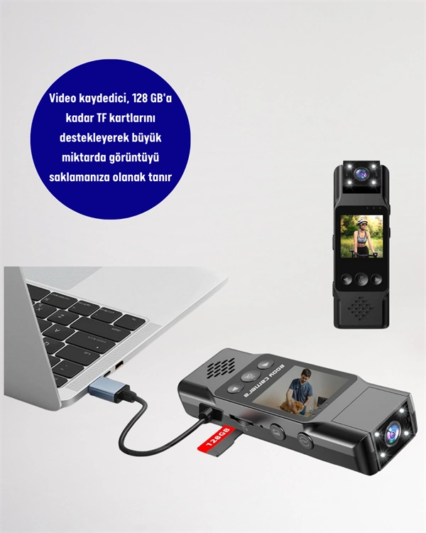 Kablosuz Destekli Mini Kamera – 180° Dönebilen Lens, 1080p Video, Tft Ekranlı ( Lisinya )