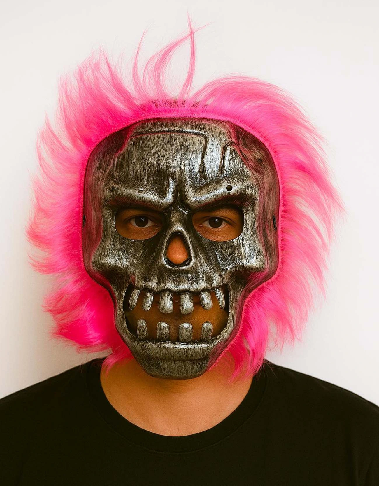 Wild Skull - Gümüş Kafatası Pembe Saçlı İskelet Maske ( Lisinya ) Wild Skull - Gümüş Kafatası Pembe Saçlı İskelet Maske ( Lisinya )