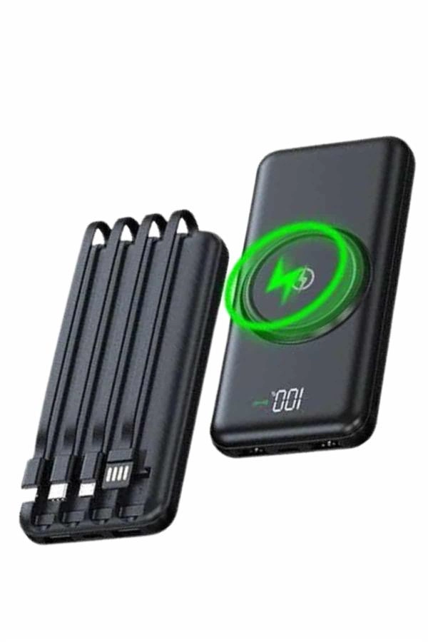 Wireless Powerbank 10000 Mah Led Ekranlı Dahili Kablolu Hızlı Şarj ( Lisinya )