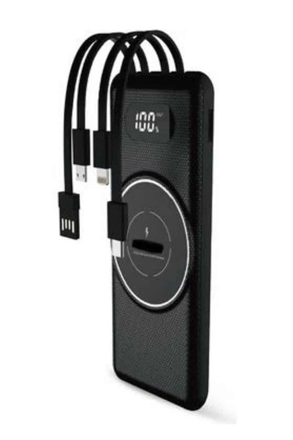 Wireless Powerbank 10000 Mah Led Ekranlı Dahili Kablolu Hızlı Şarj ( Lisinya )