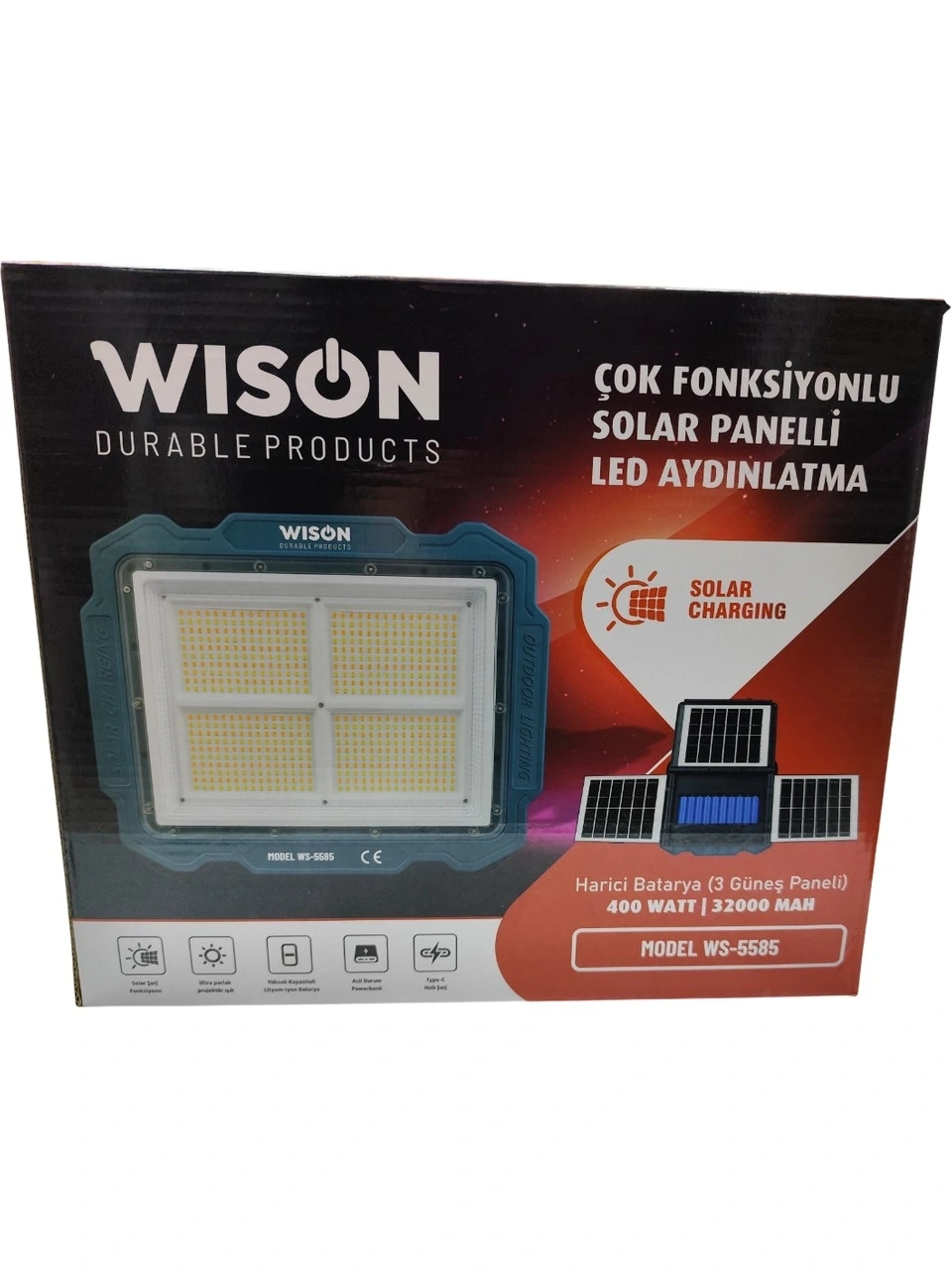 Ws-5585 Çok Fonksiyonlu 3 Solar Panelli 400w Spot Aydınlatma ( Lisinya ) Ws-5585 Çok Fonksiyonlu 3 Solar Panelli 400w Spot Aydınlatma ( Lisinya )