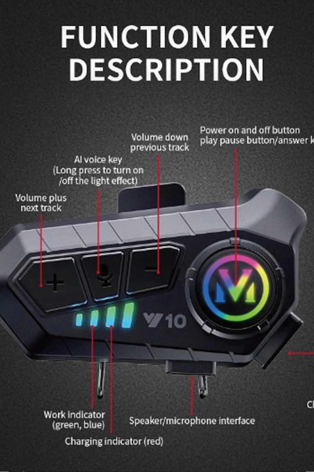 Y10 Kask Kulaklık Bluetooth Motosiklet Kulaklık 5,3 Bluetooth Intercom Motorsiklet Kulaklık ( Lisinya )
