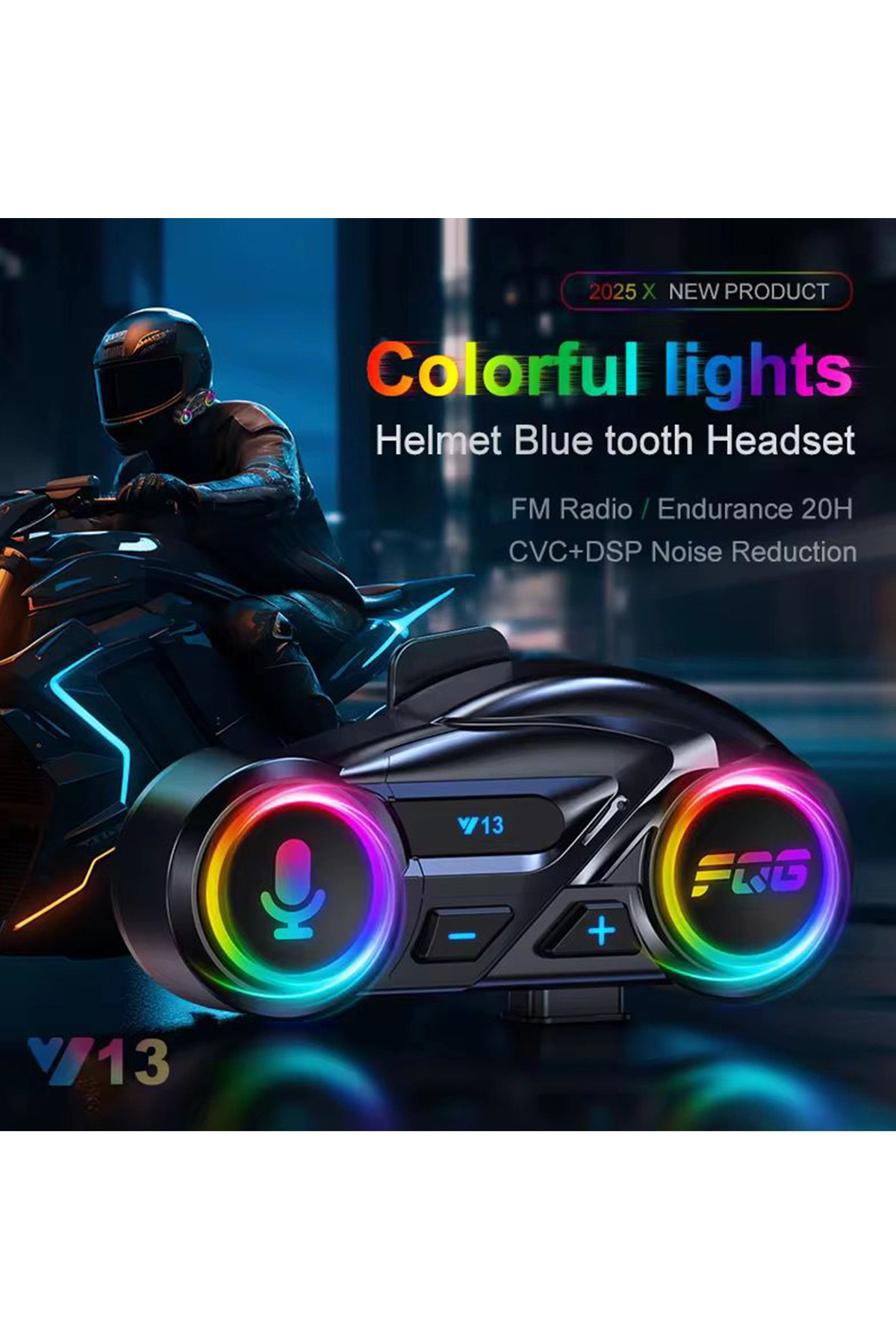 Y13 Motor Kask Kulaklık Rgb Modlu Radyolu Motosiklet Kulaklık 5.3 Bluetooth Intercom ( Lisinya )