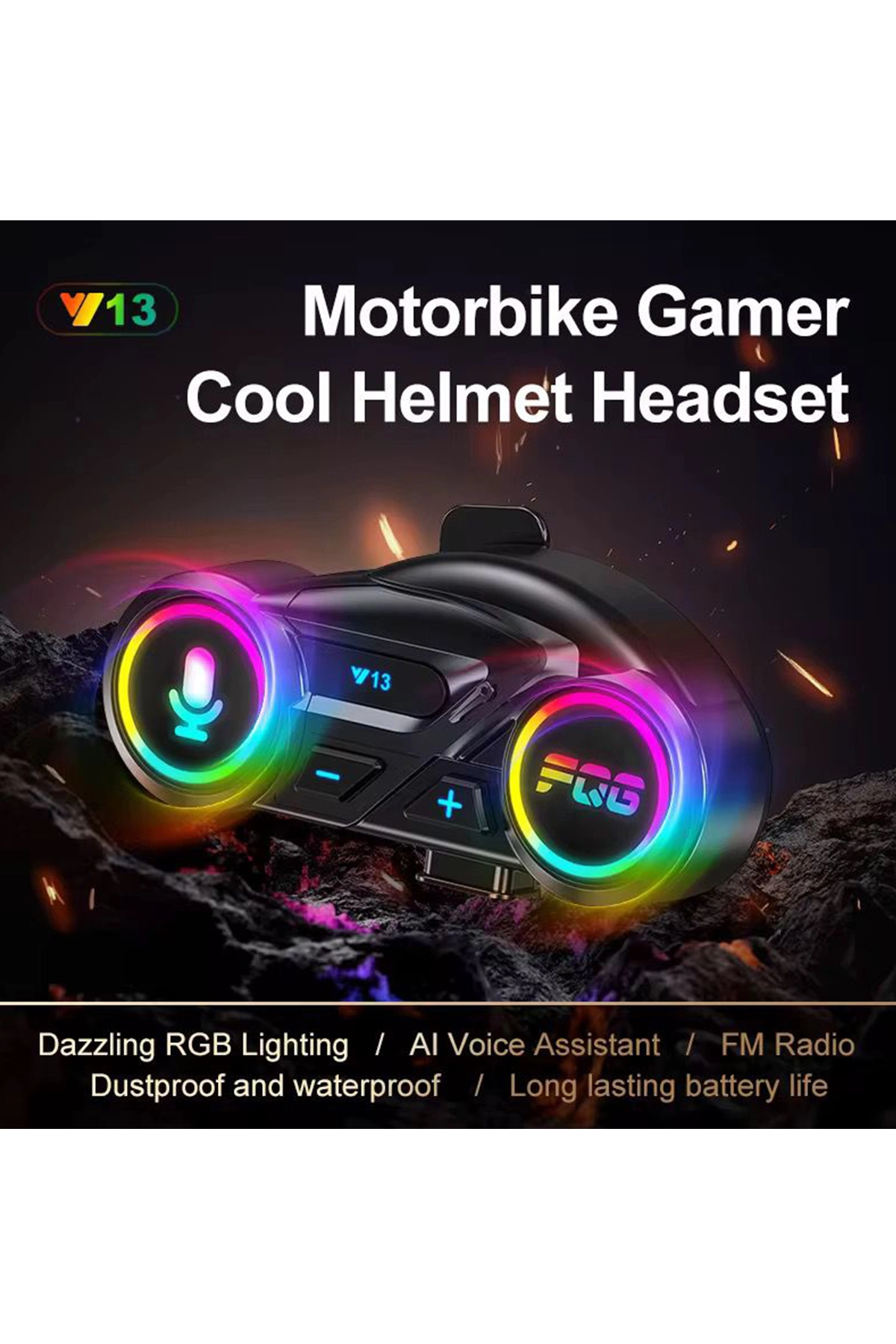 Y13 Motor Kask Kulaklık Rgb Modlu Radyolu Motosiklet Kulaklık 5.3 Bluetooth Intercom ( Lisinya )