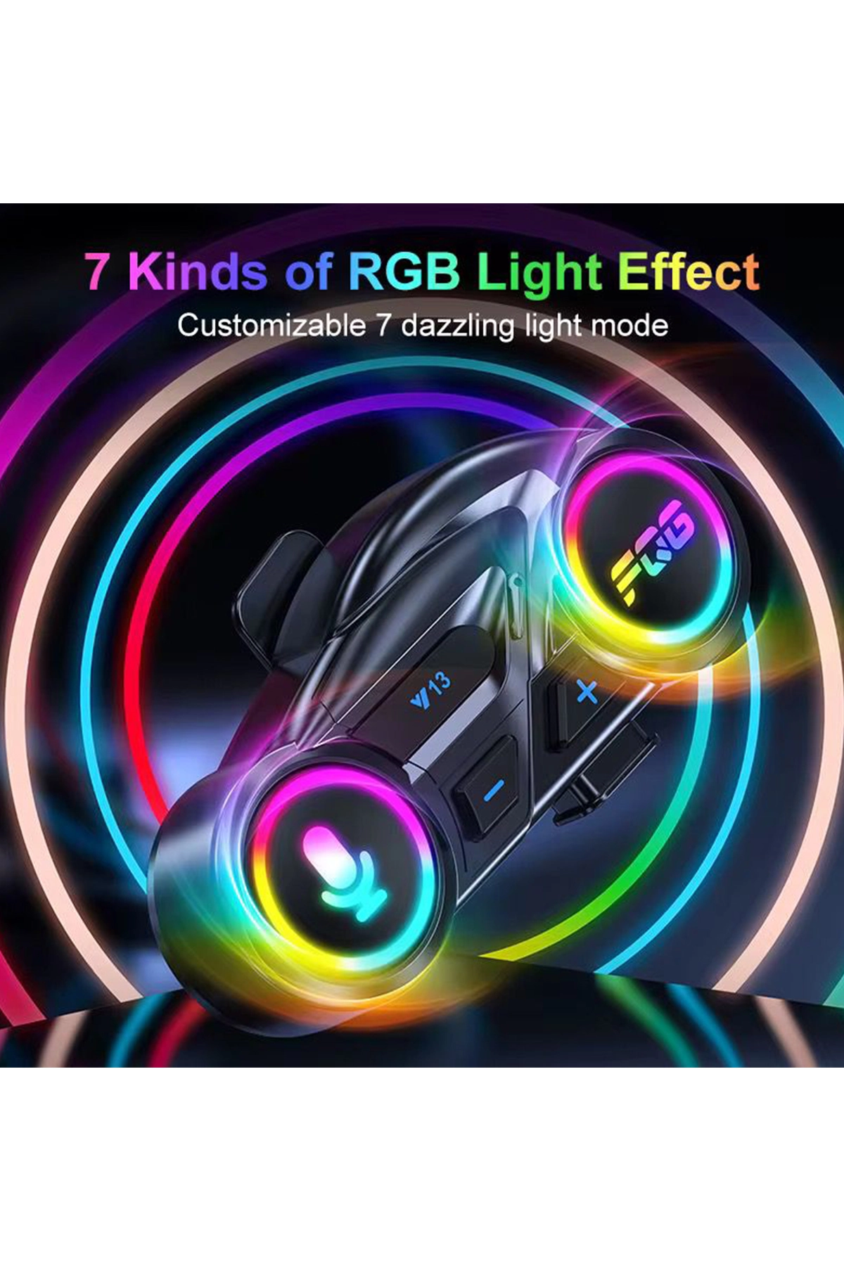 Y13 Motor Kask Kulaklık Rgb Modlu Radyolu Motosiklet Kulaklık 5.3 Bluetooth Intercom ( Lisinya )