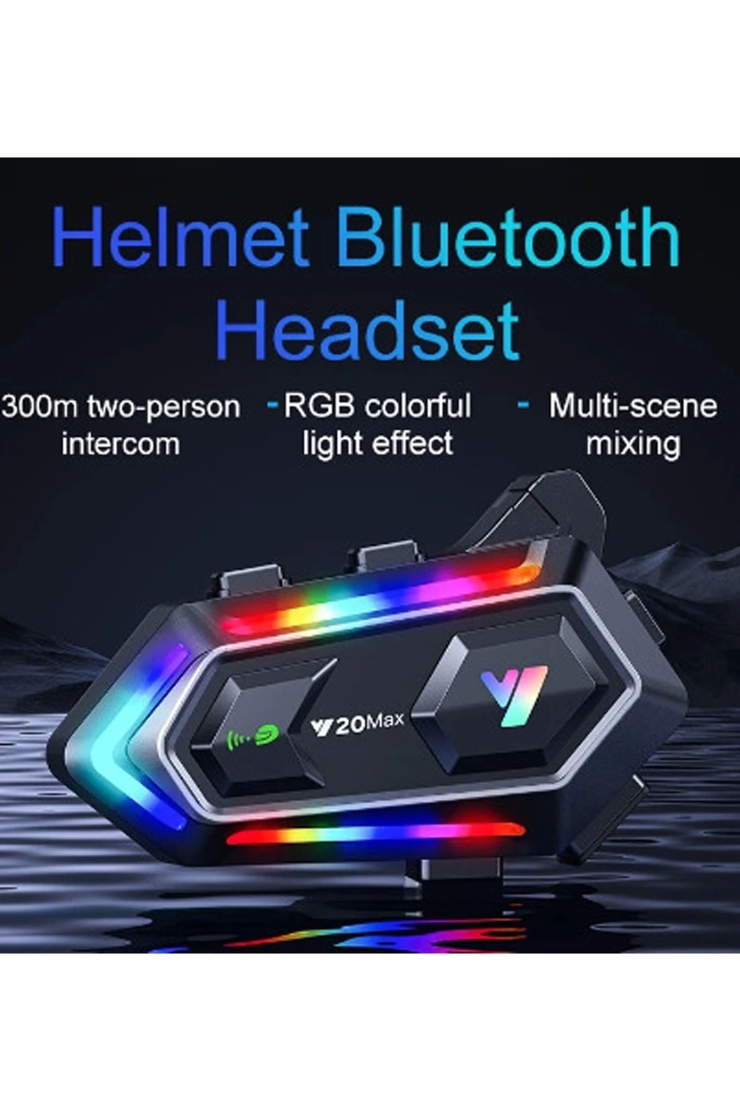 Y20 Max Motosiklet Bluetooth 5.3 Kask Intercom 2 Kişi 300 Metre Eşleşme Özellikli ( Lisinya )