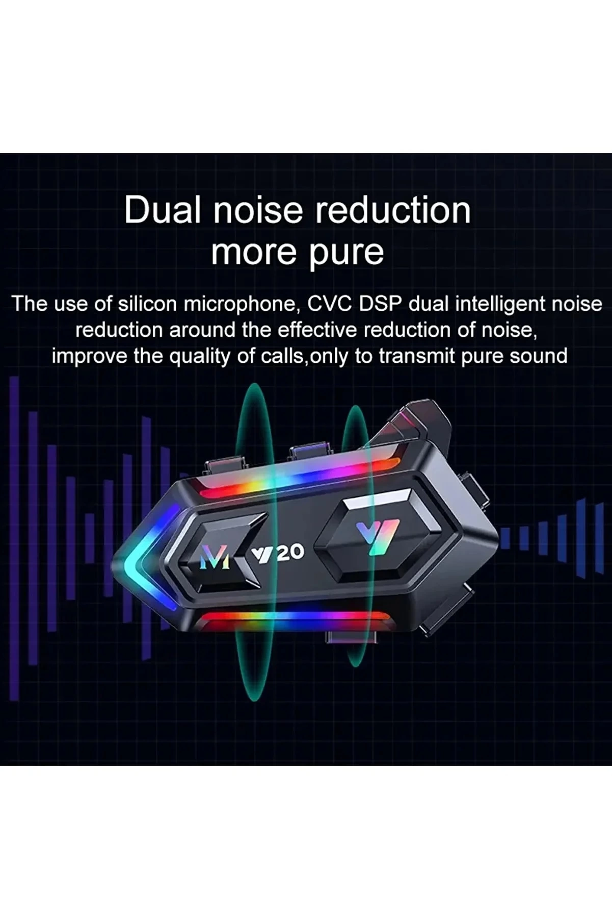 Y20 Motor Kurye Kask Kulaklık Rgb Modlu Bluetooth Motosiklet Kulaklık 5.3 Bluetooth Interkom ( Lisinya )