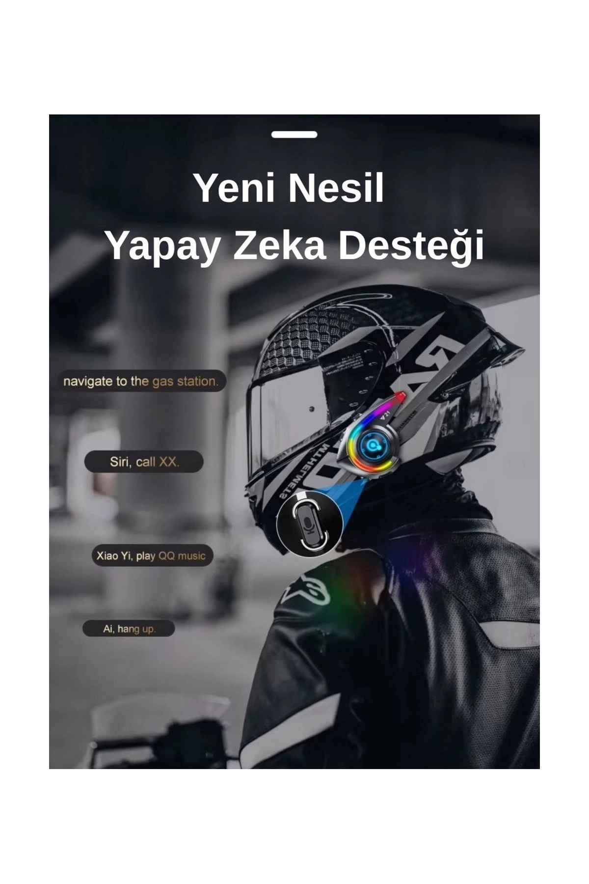 Y21 Rgb Işık Efektli Intercom Bluetooth Motosiklet Kask Kulaklığı Intercom Kulaklık ( Lisinya )