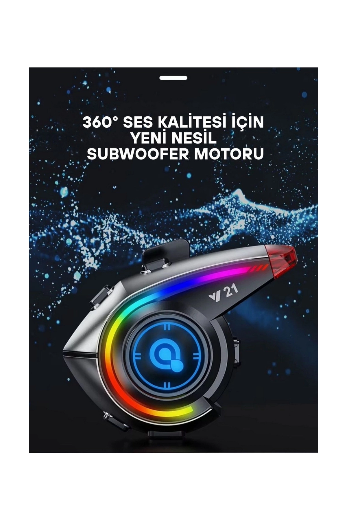 Y21 Rgb Işık Efektli Intercom Bluetooth Motosiklet Kask Kulaklığı Intercom Kulaklık ( Lisinya )