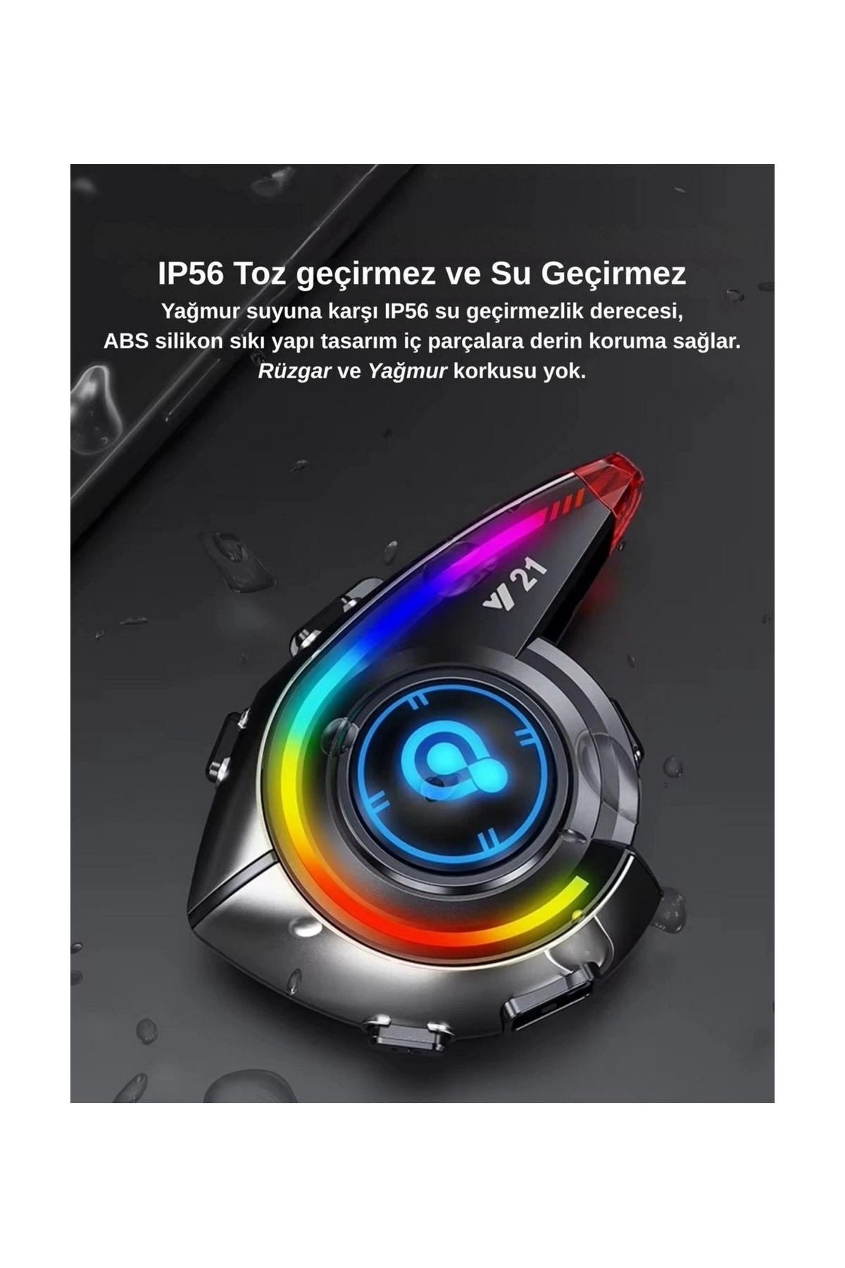 Y21 Rgb Işık Efektli Intercom Bluetooth Motosiklet Kask Kulaklığı Intercom Kulaklık ( Lisinya )