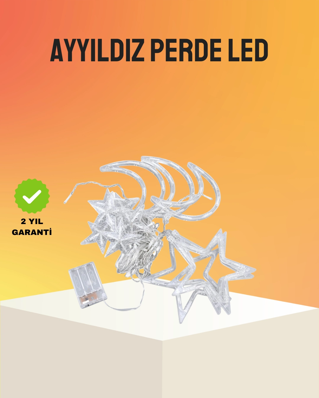 Yanıp Sönen Ve Sabit Modlu Yıldız Ay Perde Led Işık ( Lisinya )