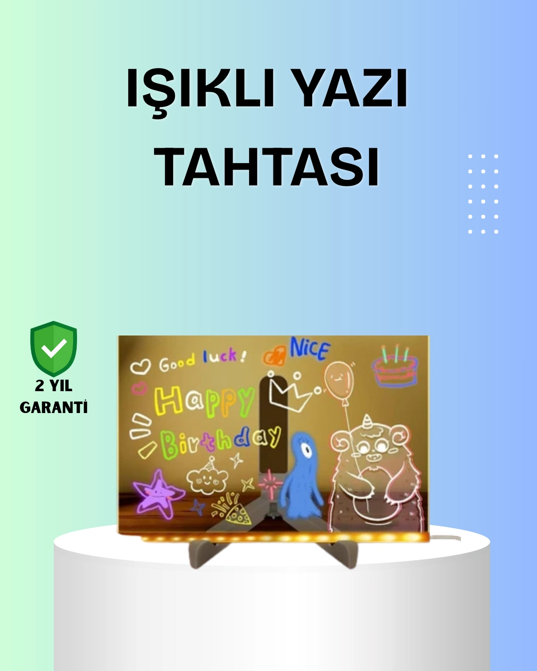 Yaratıcı Çizim Ve Mesajlar İçin Led Işıklı Renkli Tahta ( Lisinya )